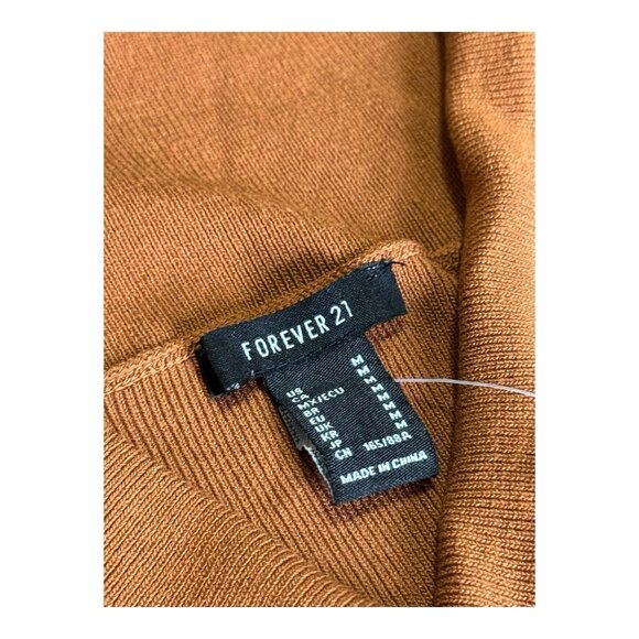 Forever 21 Women M Rust Wrap Sweater Top Long Sleeve Ribbed Waist NWT - Picture 3 of 8
